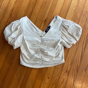 fabrik crop top with balloon sleeves